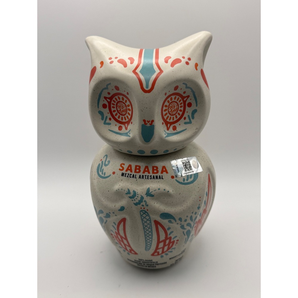 Sababa Mezcal Artesanal Owl Ceramic Decanter Empty Collectible Bottle Mexico